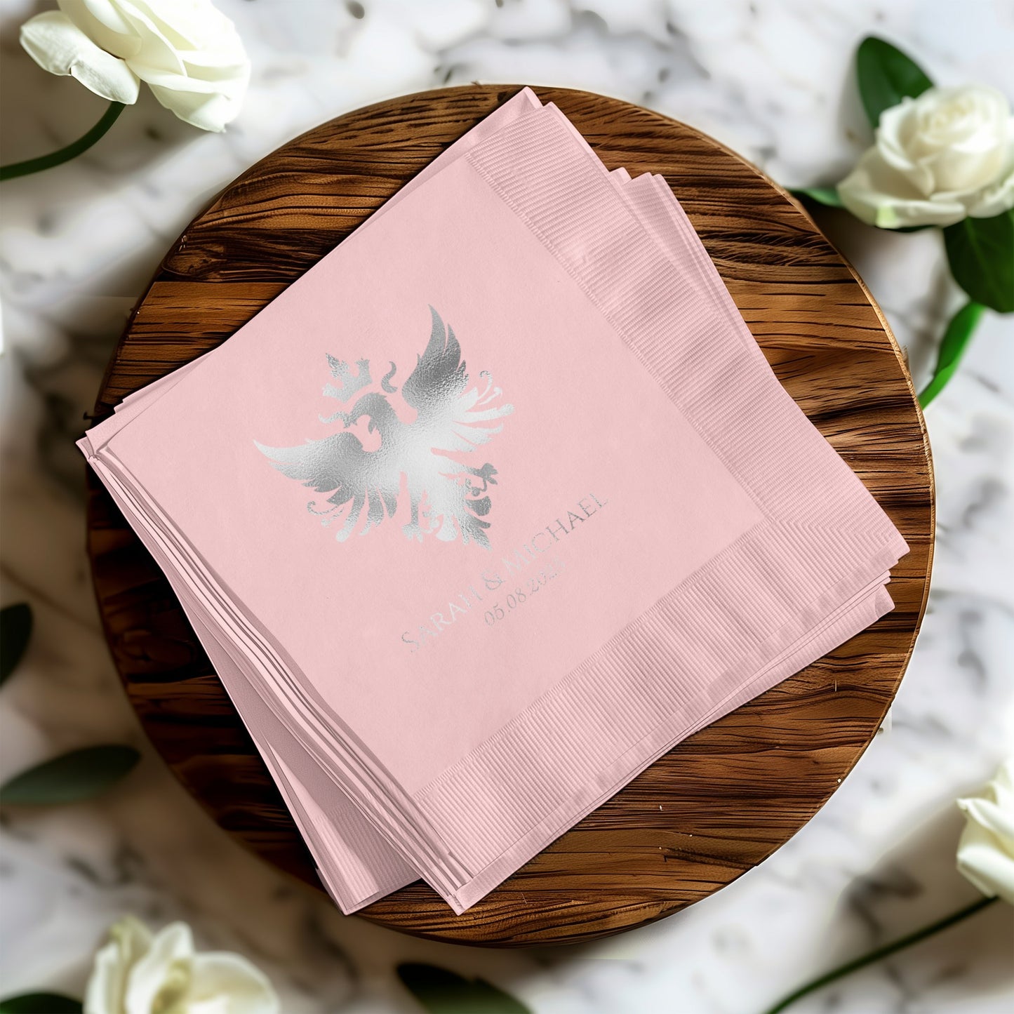 Elegant Personalized Pink Wedding Napkins product