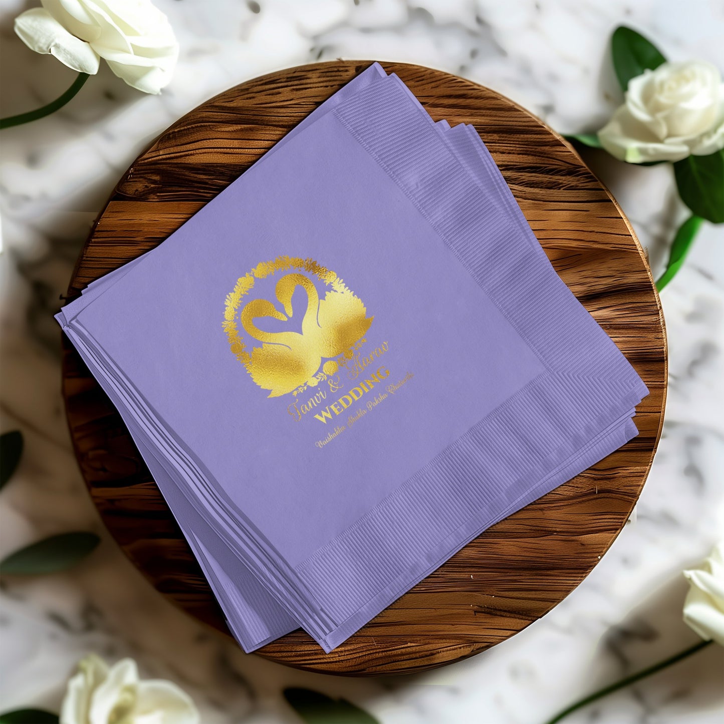 Romantic Swans Designed Wedding Napkins Product