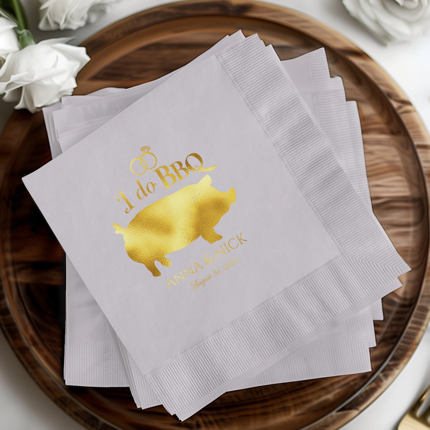 Elegant Personalized Wedding BBQ Napkins product