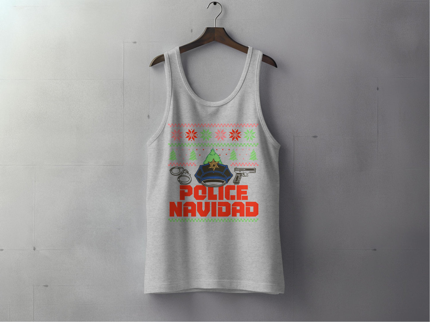 Festive Police Navidad Graphic Tank Top product type