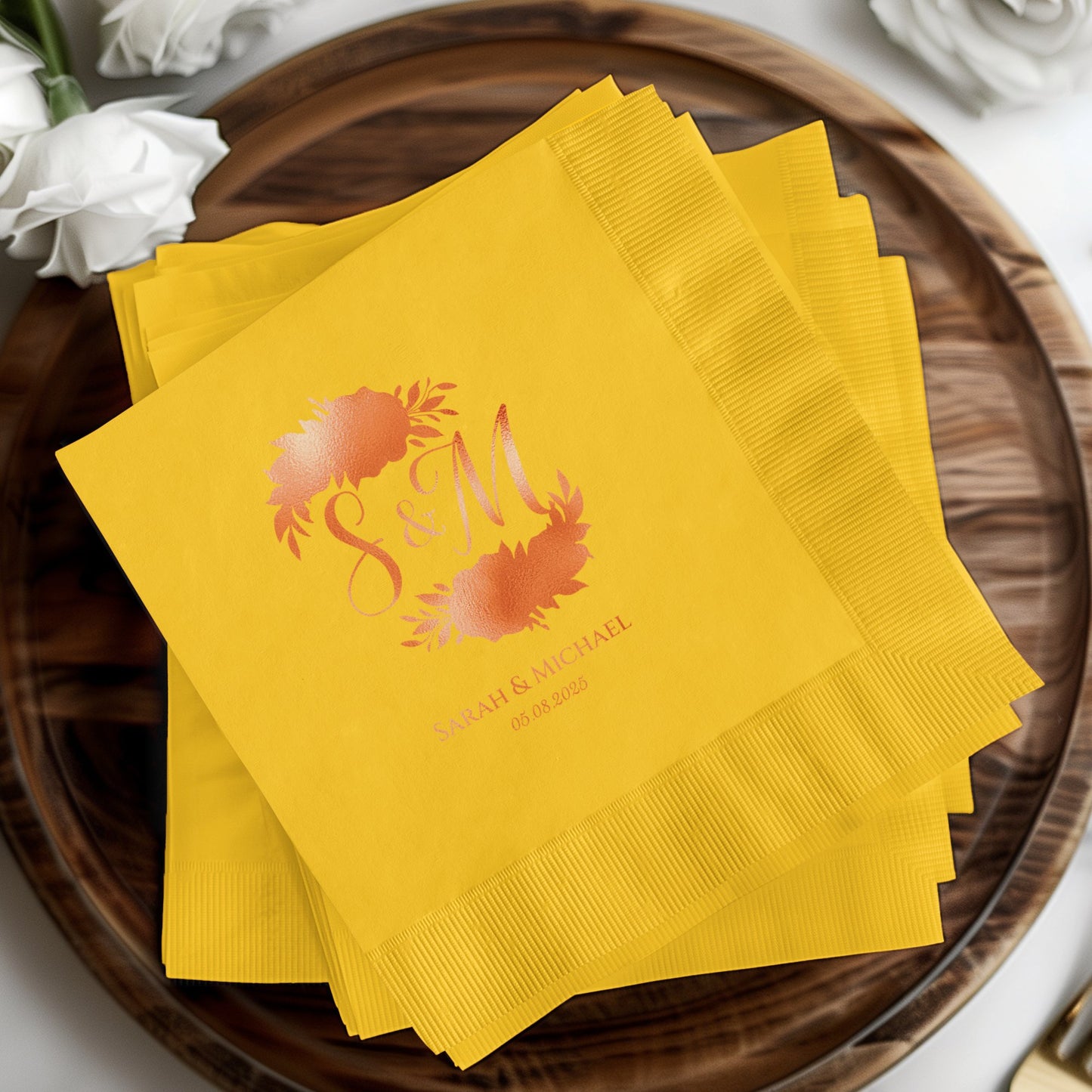 Personalized Wedding Date and Initials Napkin product