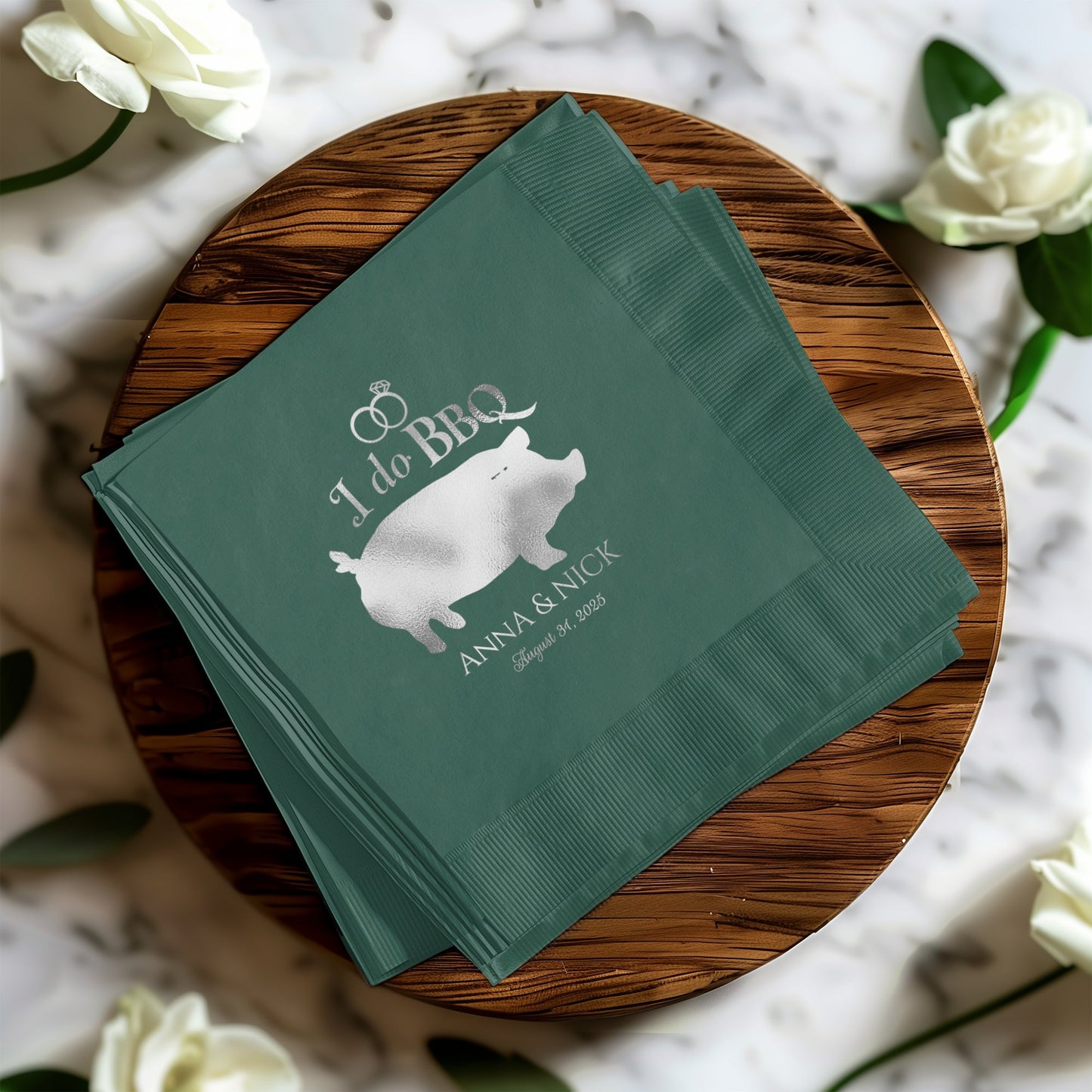 Personalized I Do BBQ Pig Design Wedding Napkin product