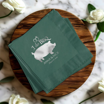 Personalized I Do BBQ Pig Design Wedding Napkin product