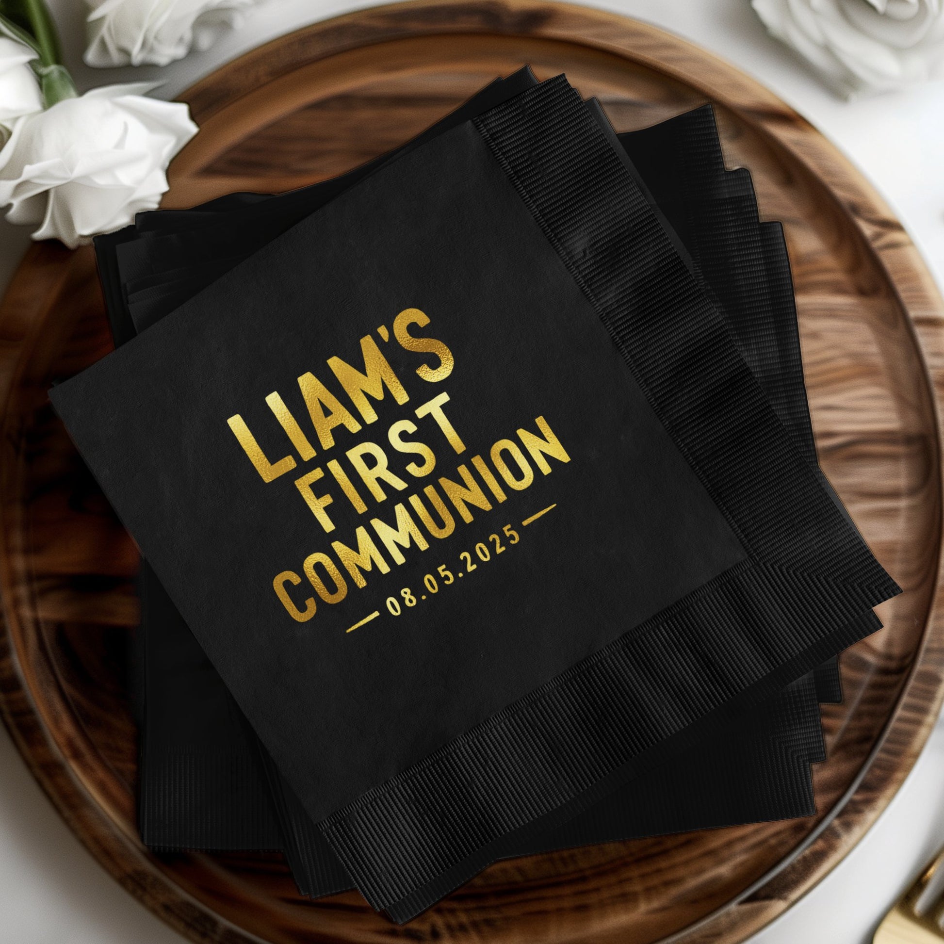 Liam's First Communion Date Personalized Napkins product type