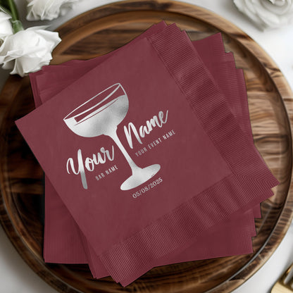 Customized Wine Glass Design Napkin Party Supplies product