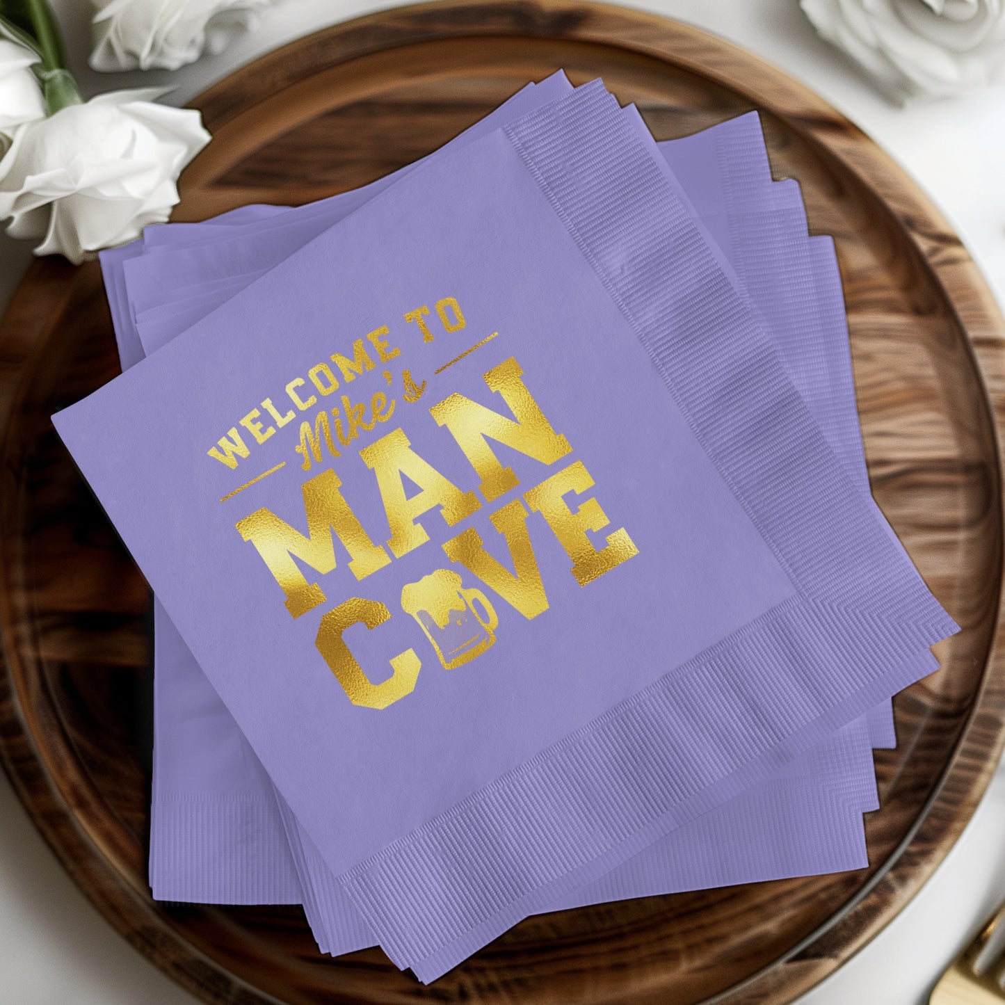 Welcome to Mike's Man Cave Custom Napkins product