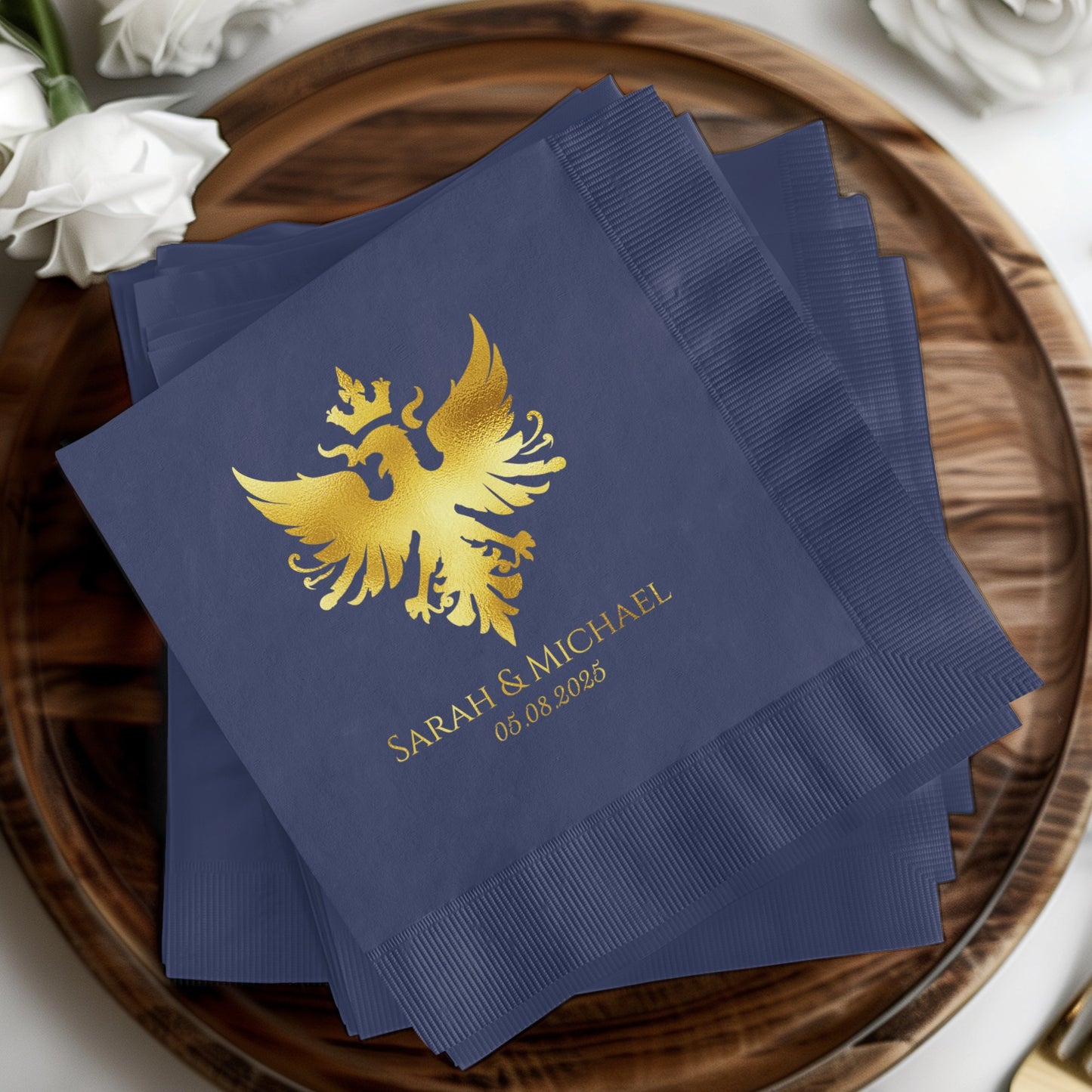 Custom Gold Eagle Design Wedding Napkin product