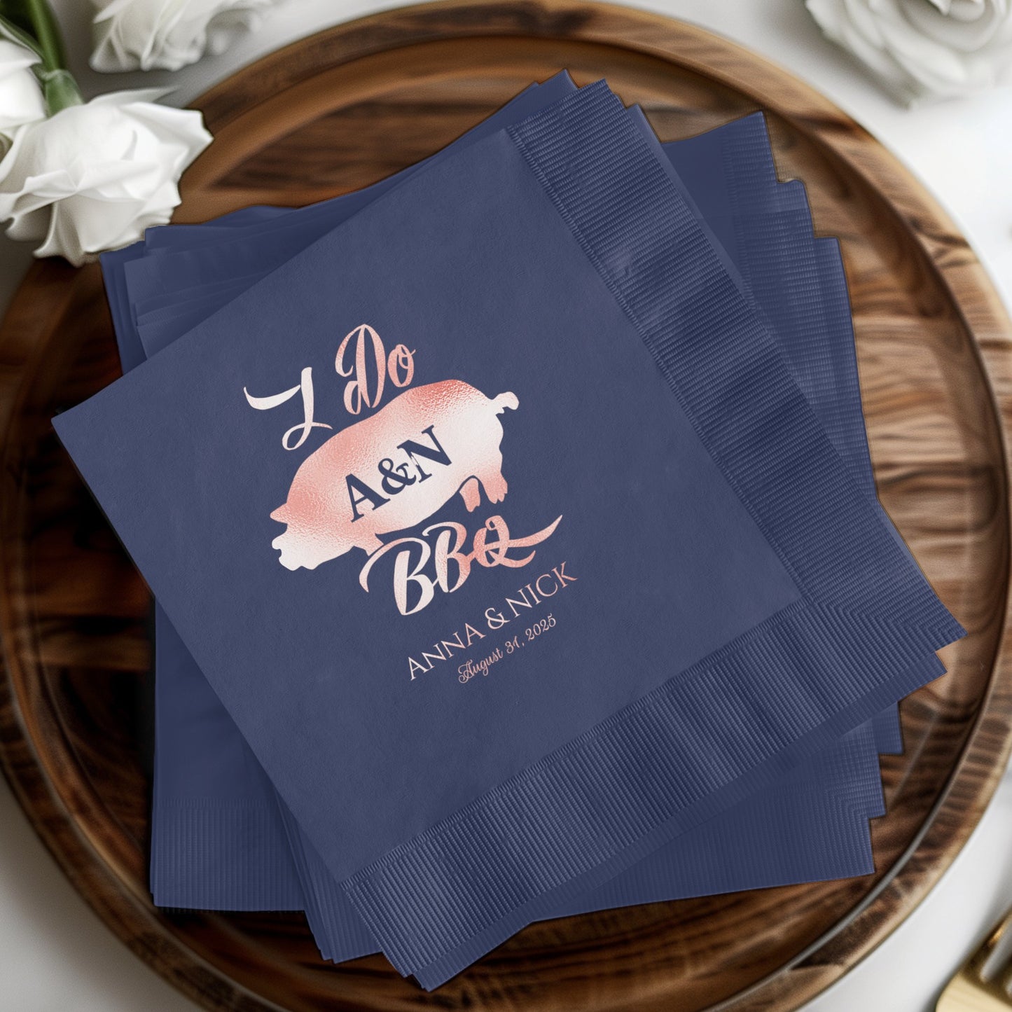 Elegant Personalized Wedding BBQ Napkin Product