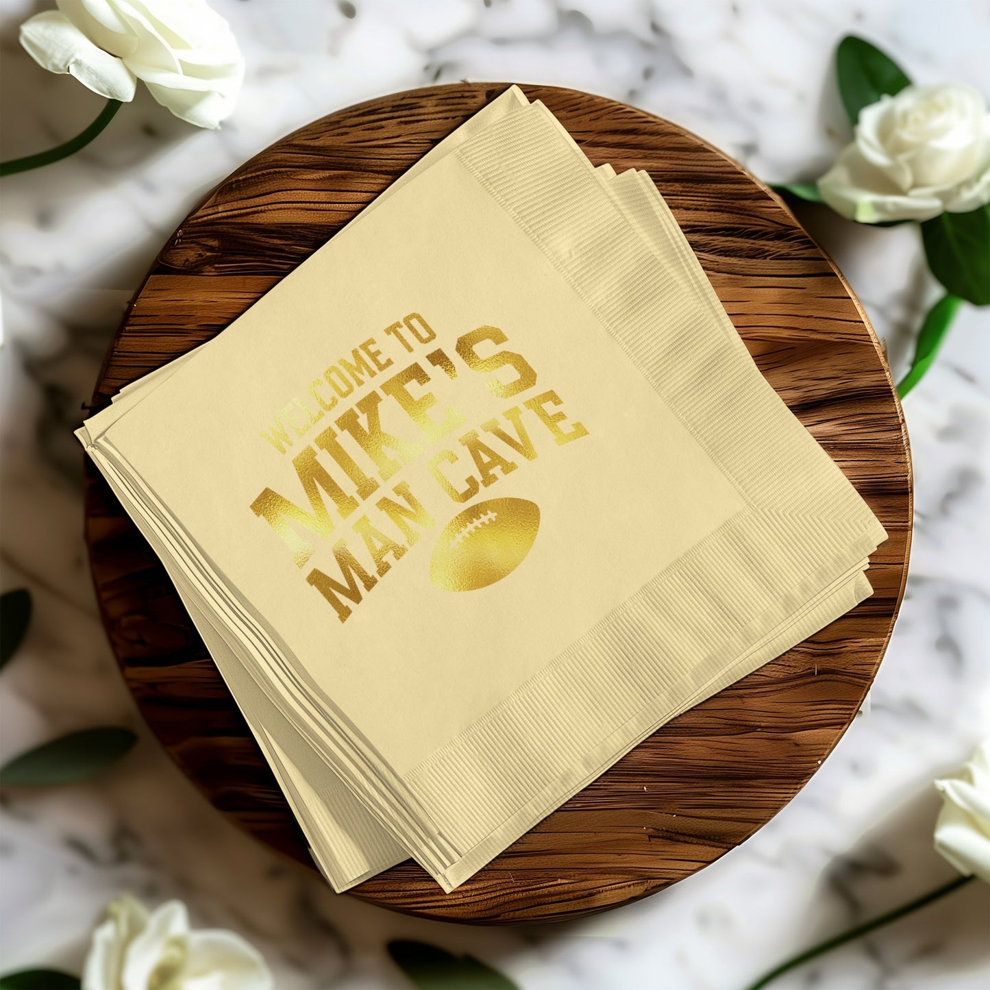 Welcome To Mike's Man Cave Football Party Napkin product