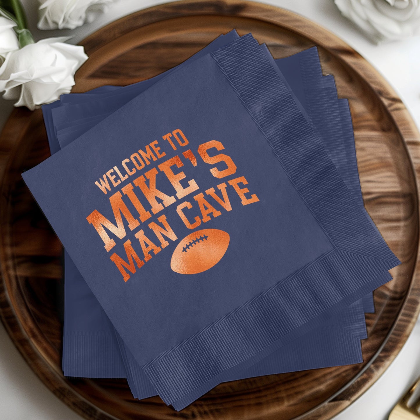 Welcome to Mike's Man Cave Football Napkins product