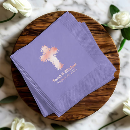 Personalized Wedding Cross Design Napkins product type