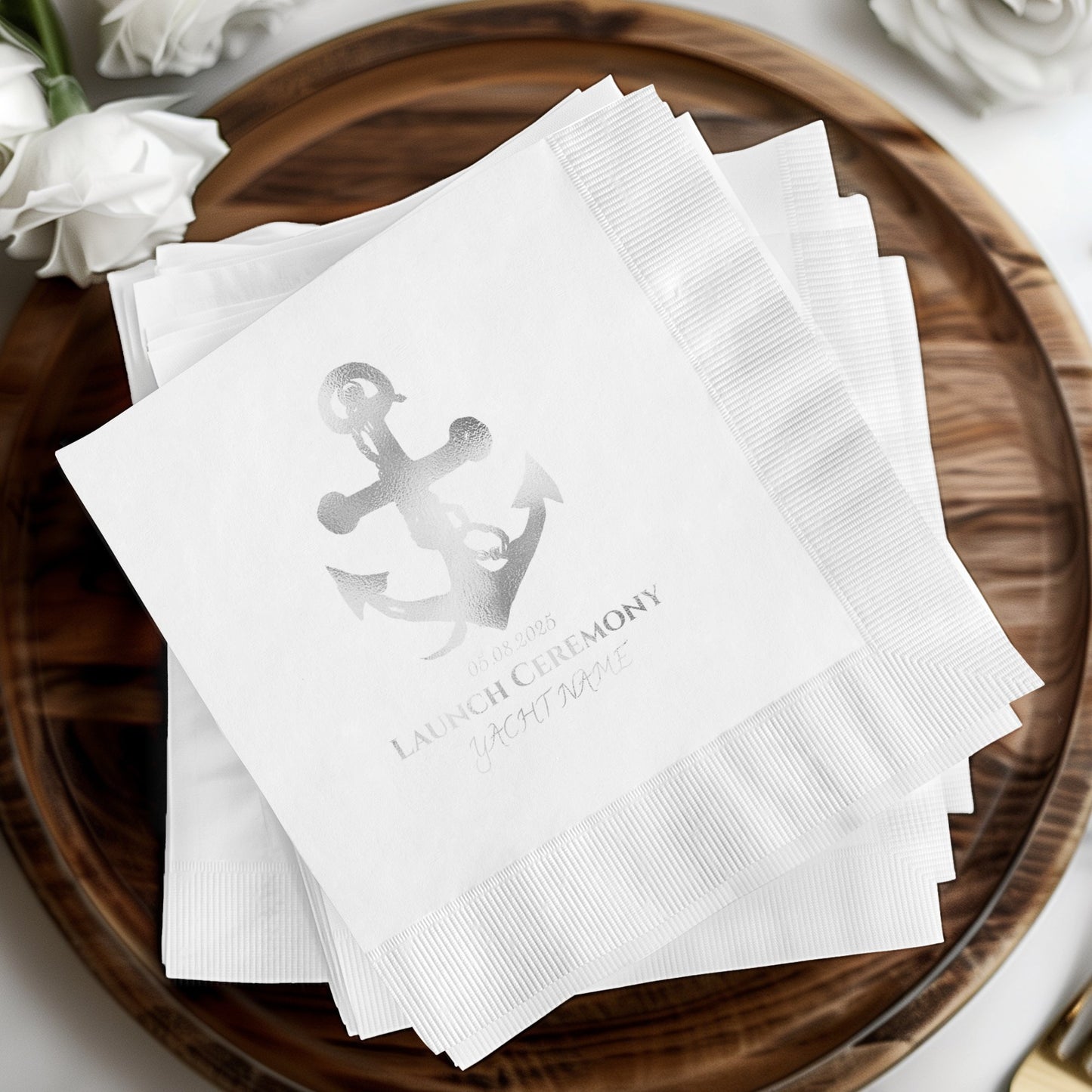 Anchor Design Launch Ceremony Yacht Name Napkin product