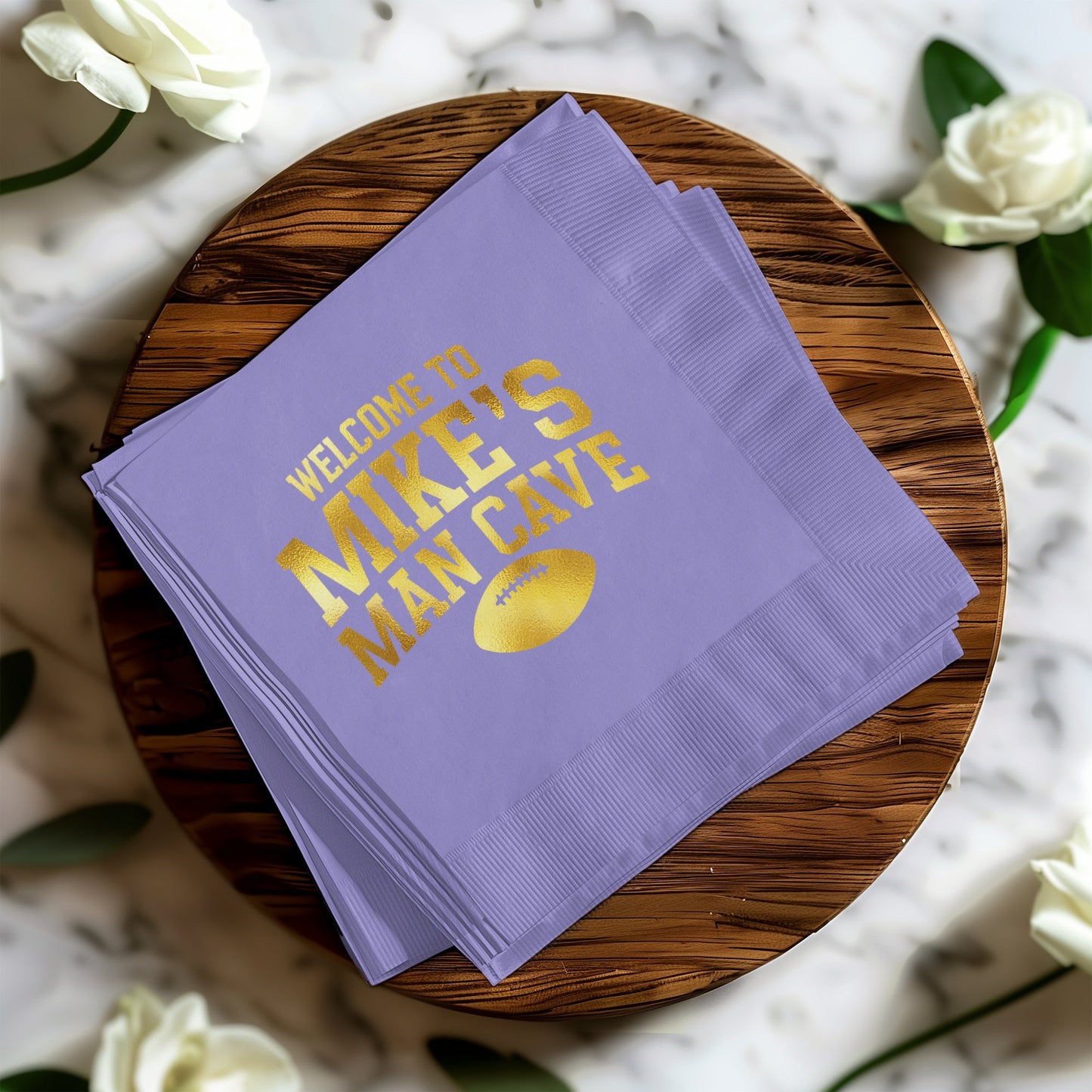 Welcome to Mike's Man Cave Football Napkins product