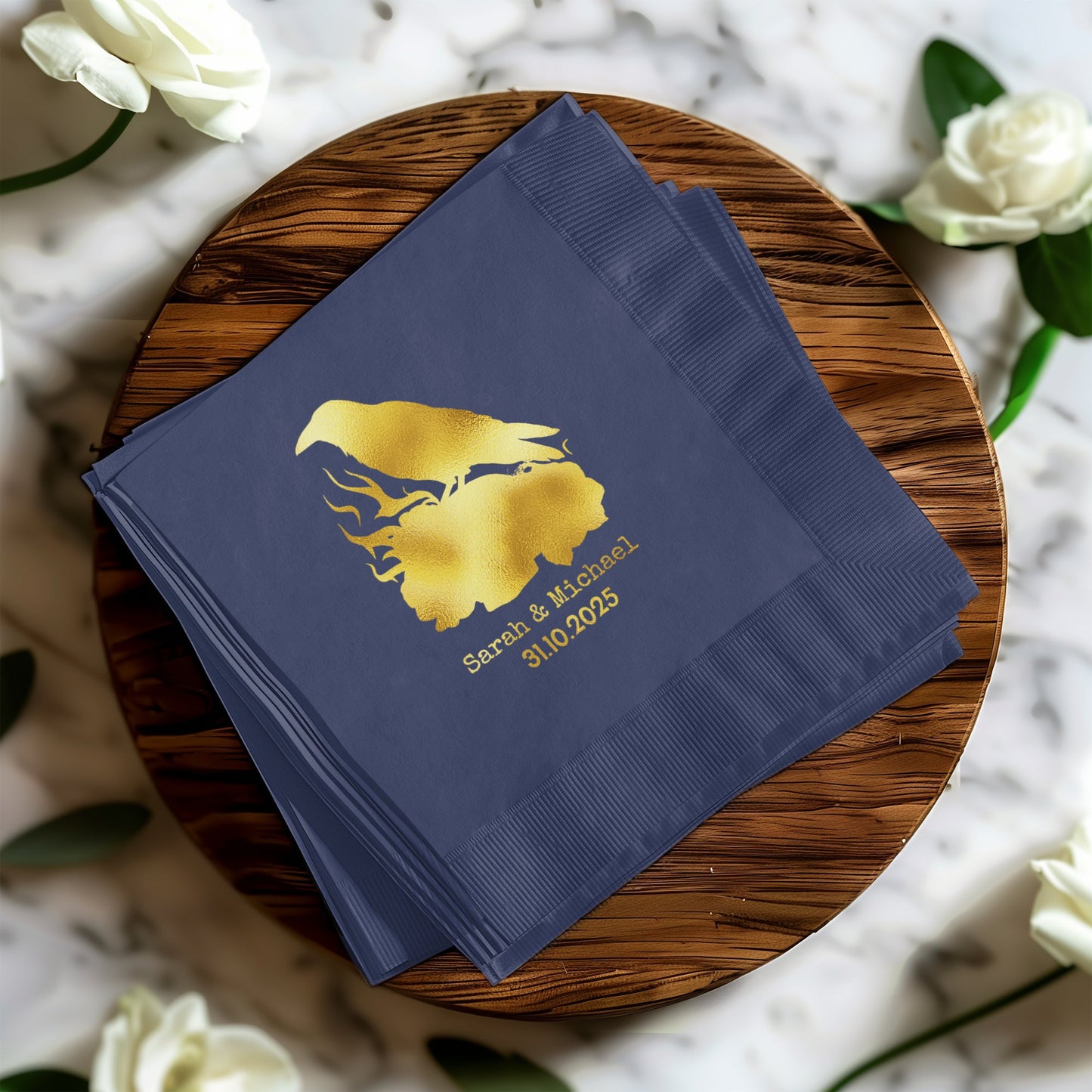 Gold Embossed Personalized Wedding Napkins product