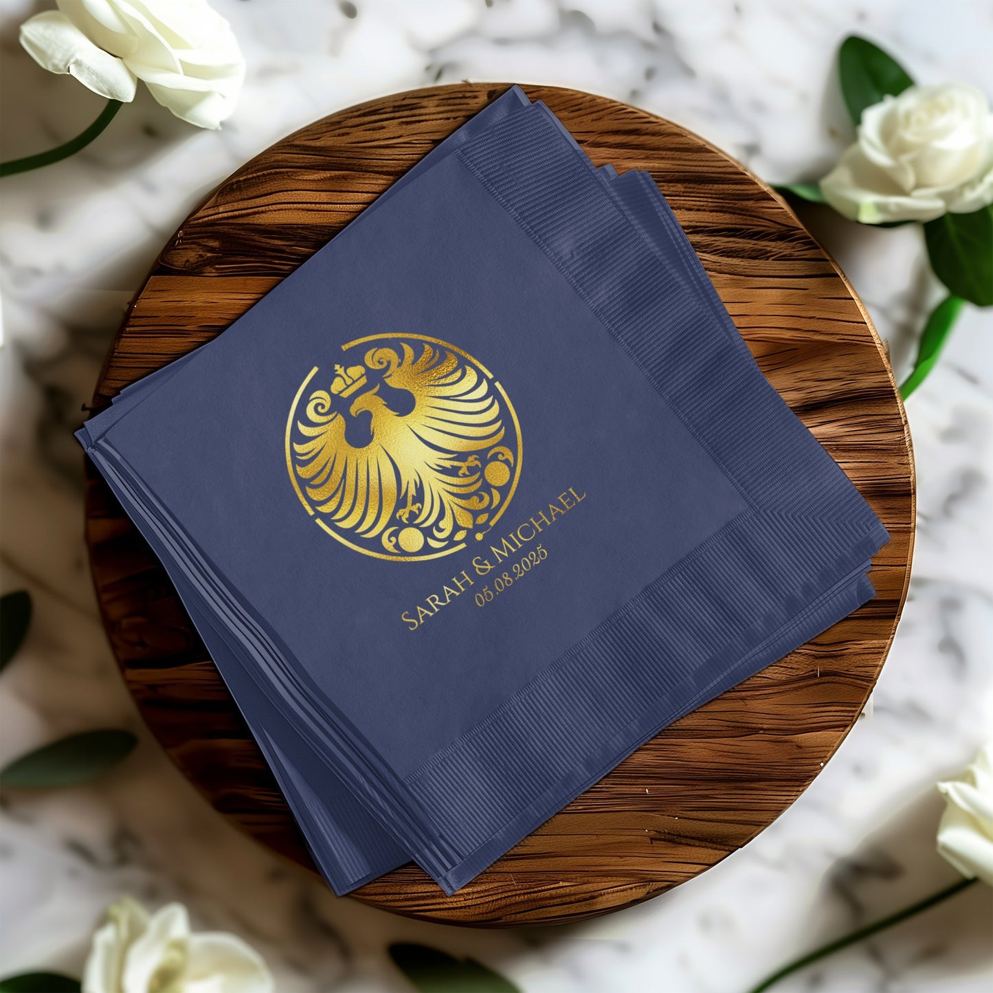 Personalized Elegant Navy Blue Wedding Napkins product