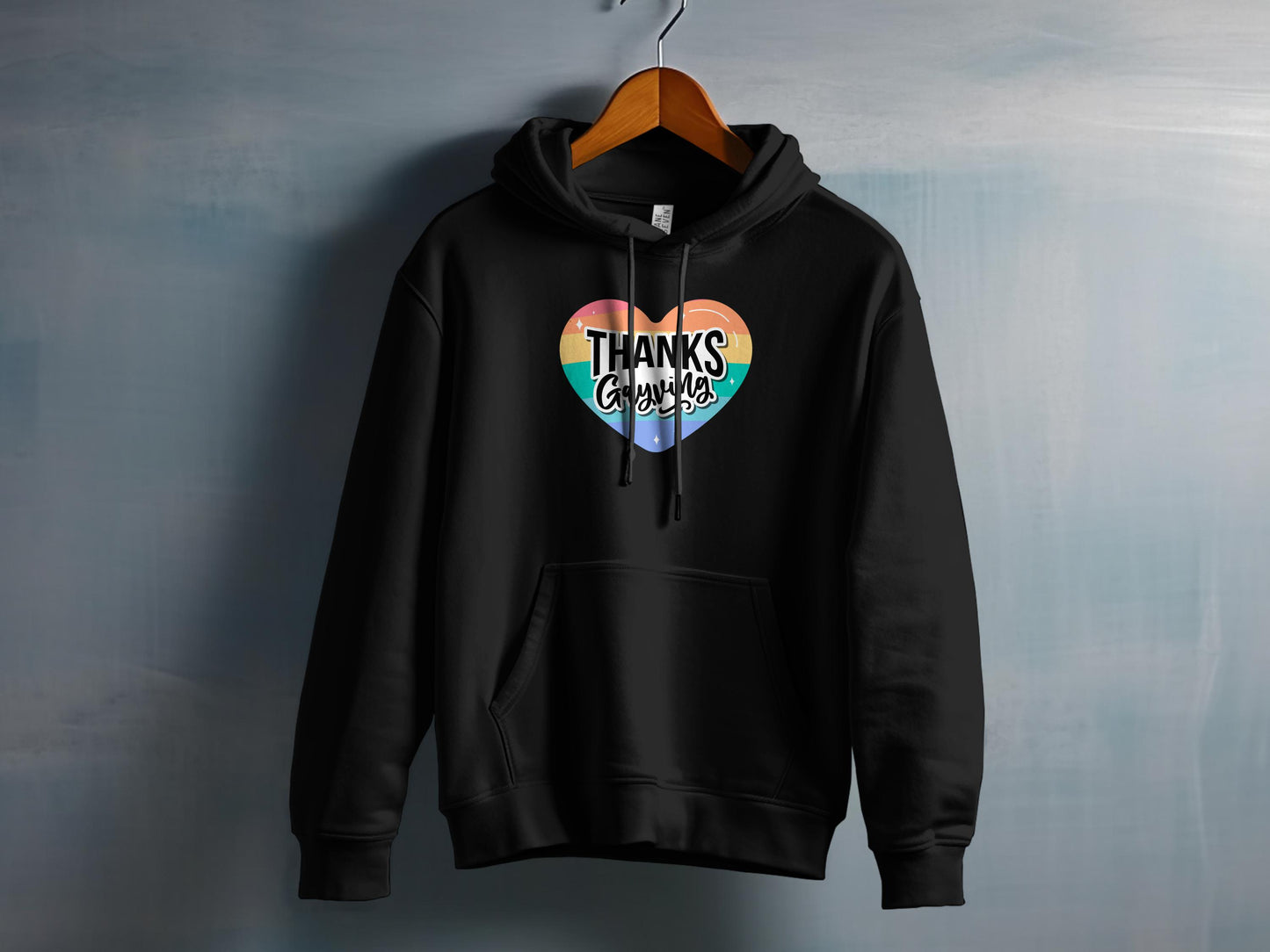 Thanks Graphic Heart Design Black Hoodie product