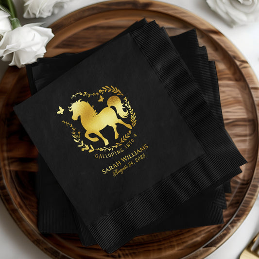 Elegant Gold Foil Horse Theme Personalized Napkin product