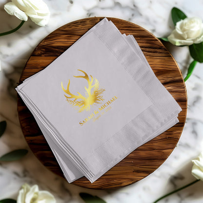 Custom Monogrammed Antler Wedding Napkin product