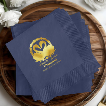 Custom Elegant Wedding Themed Blue Paper Napkins product