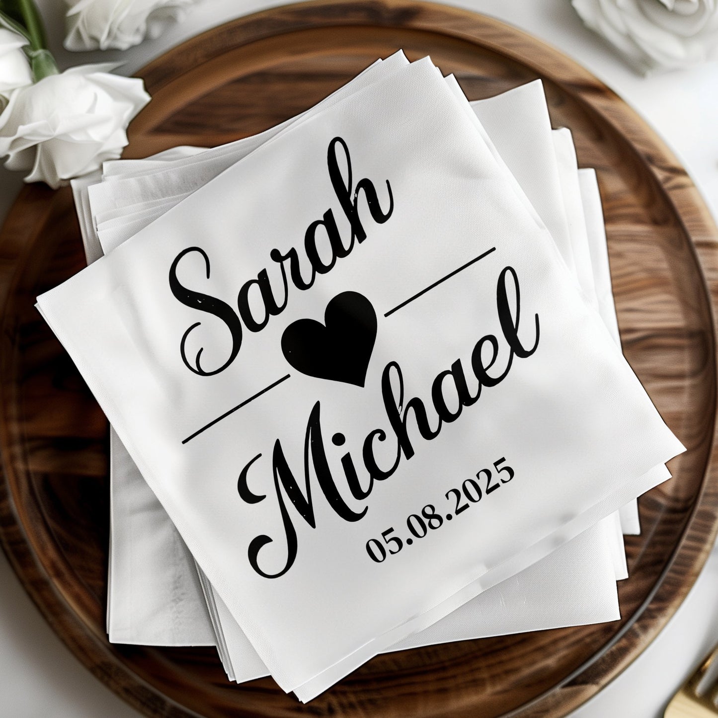 Sarah Heart Michael 05.08.2025 Wedding Napkins product