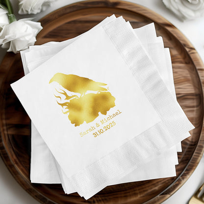 Personalized Wedding Napkins with Golden Eagle Design product type