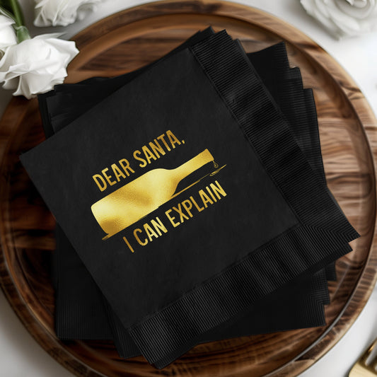 Dear Santa I Can Explain Black Napkins product