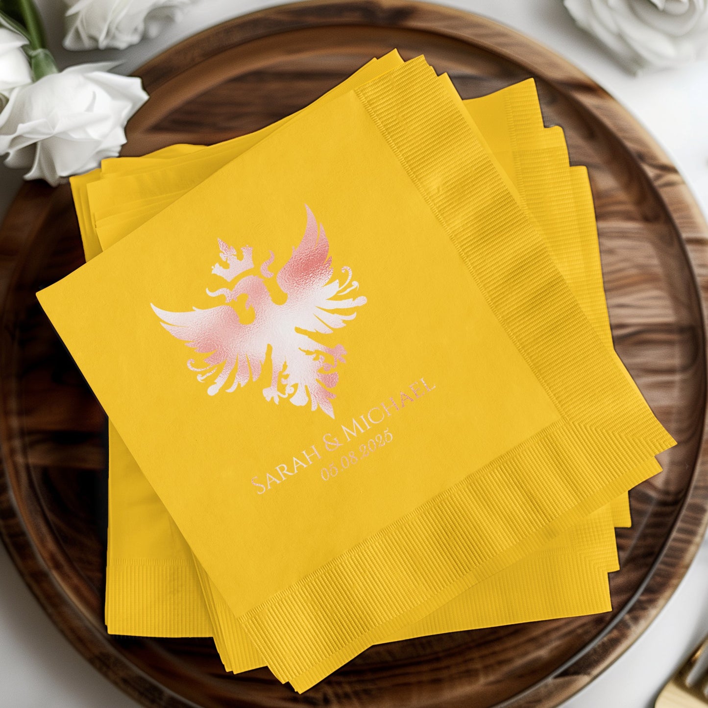 Elegant Custom Yellow Wedding Napkins product type