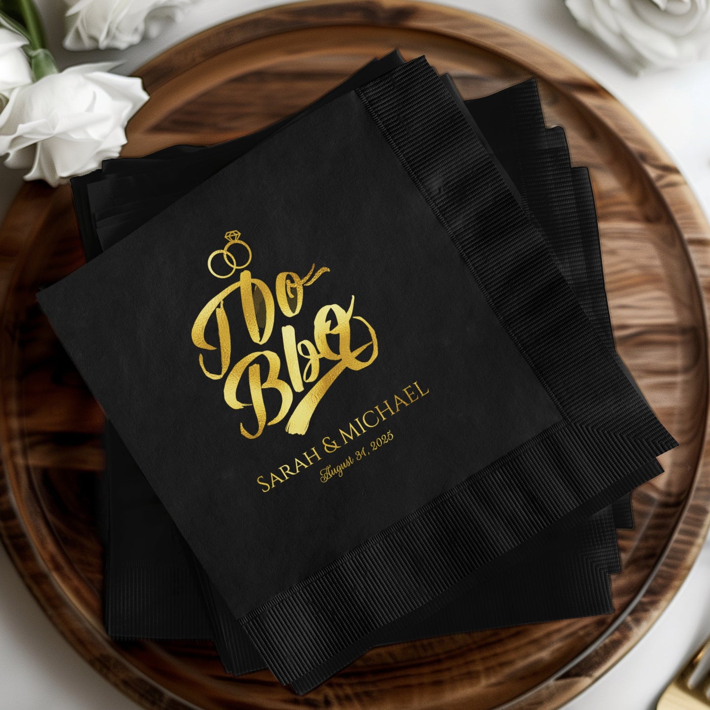 Elegant Custom Black Wedding Napkin product
