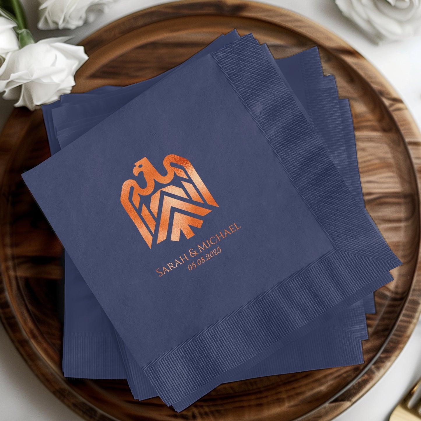 Elegant Personalized Navy Blue Napkins product