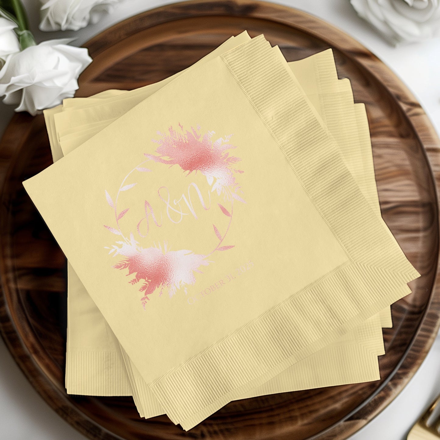 Elegant Personalized Floral Napkins Product Type