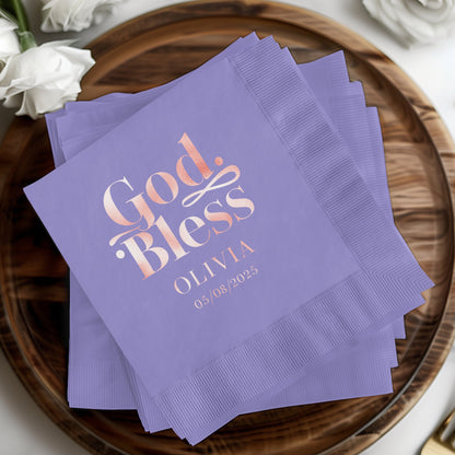 Personalized Purple God Bless Napkins Product