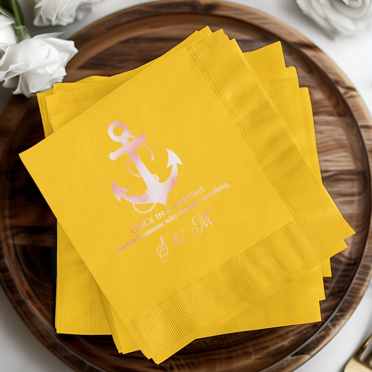 Gold Anchor Design Printed Napkins party product
