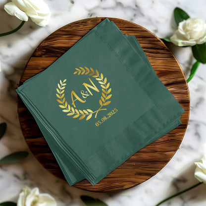 Custom Monogrammed Laurel Wedding Napkins product type