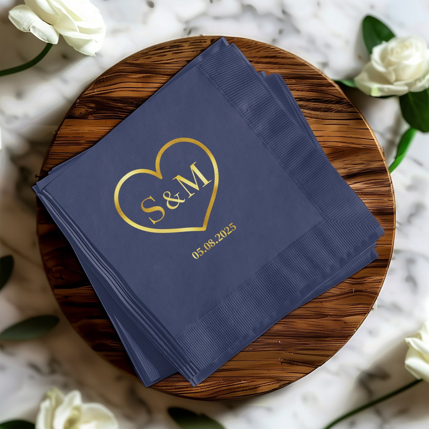 Custom Personalized Heart Initials Date Napkins product type