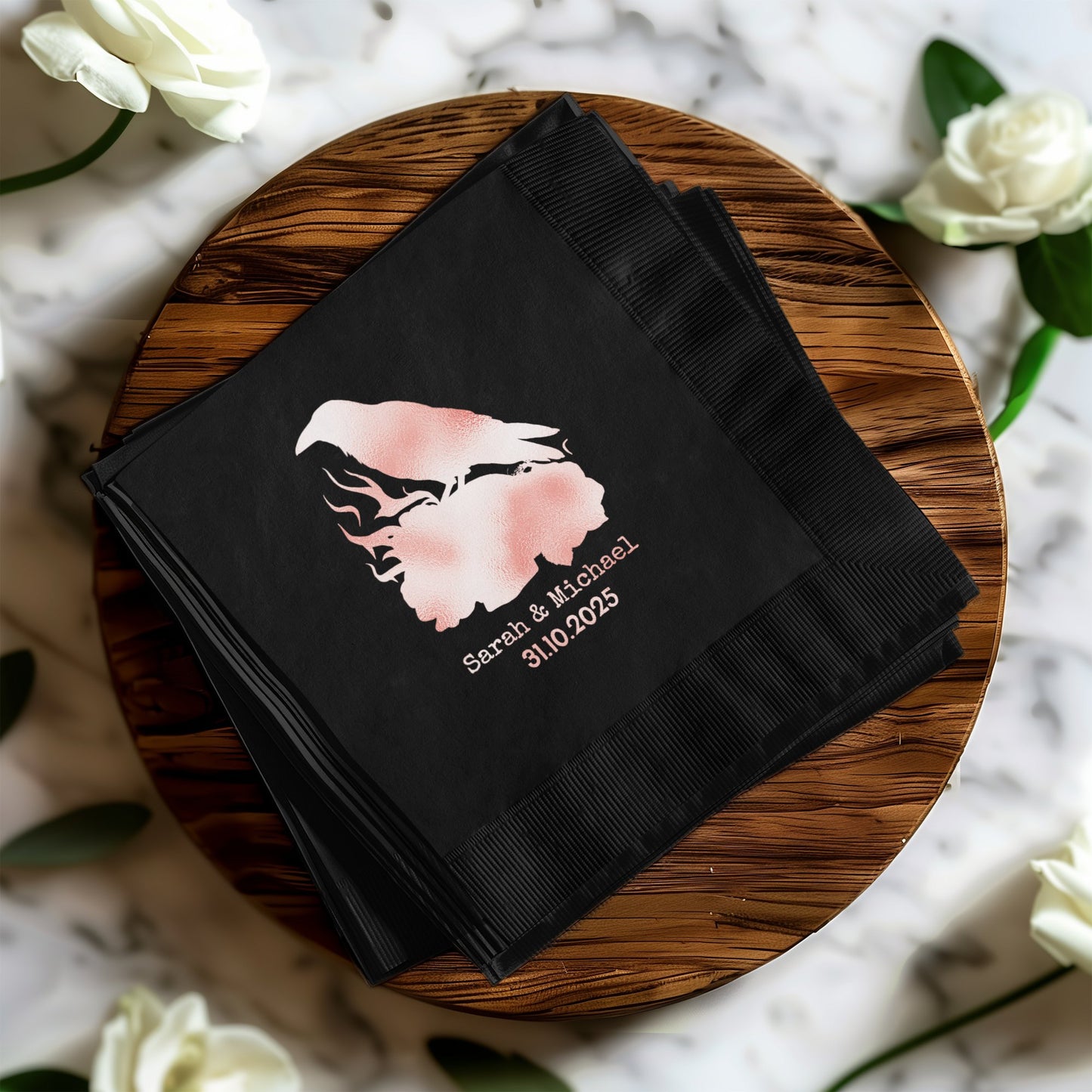 Personalized Wedding Date Black Napkin product