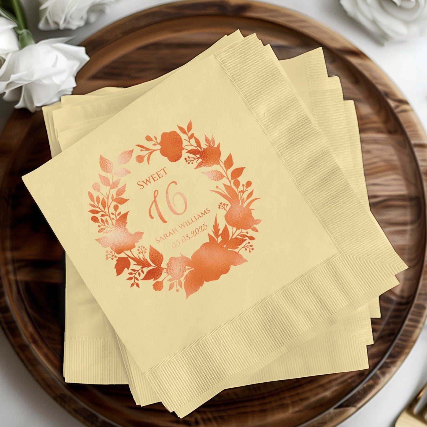 Sweet 16 Personalized Floral Design Napkin product