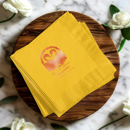 Elegant Personalized Yellow Wedding Napkin product type