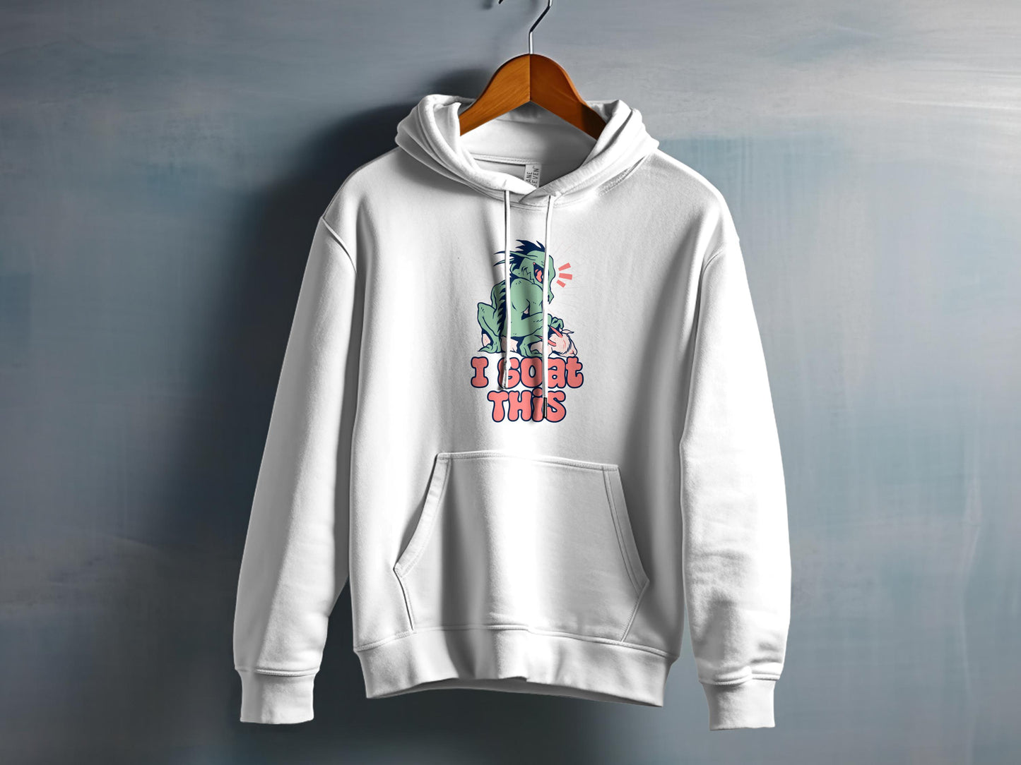 I Beat This Cartoon Graphic White Hoodie product type