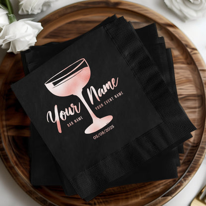 Personalized Event Black Cocktail Napkins Product