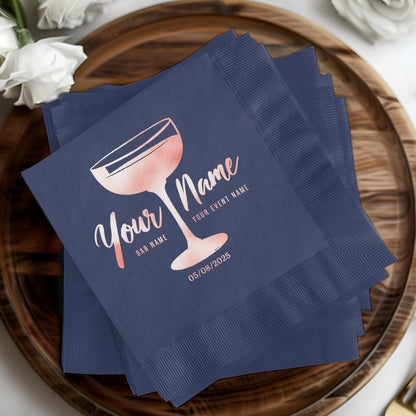 Personalized Blue Event Napkins Party Supply Product