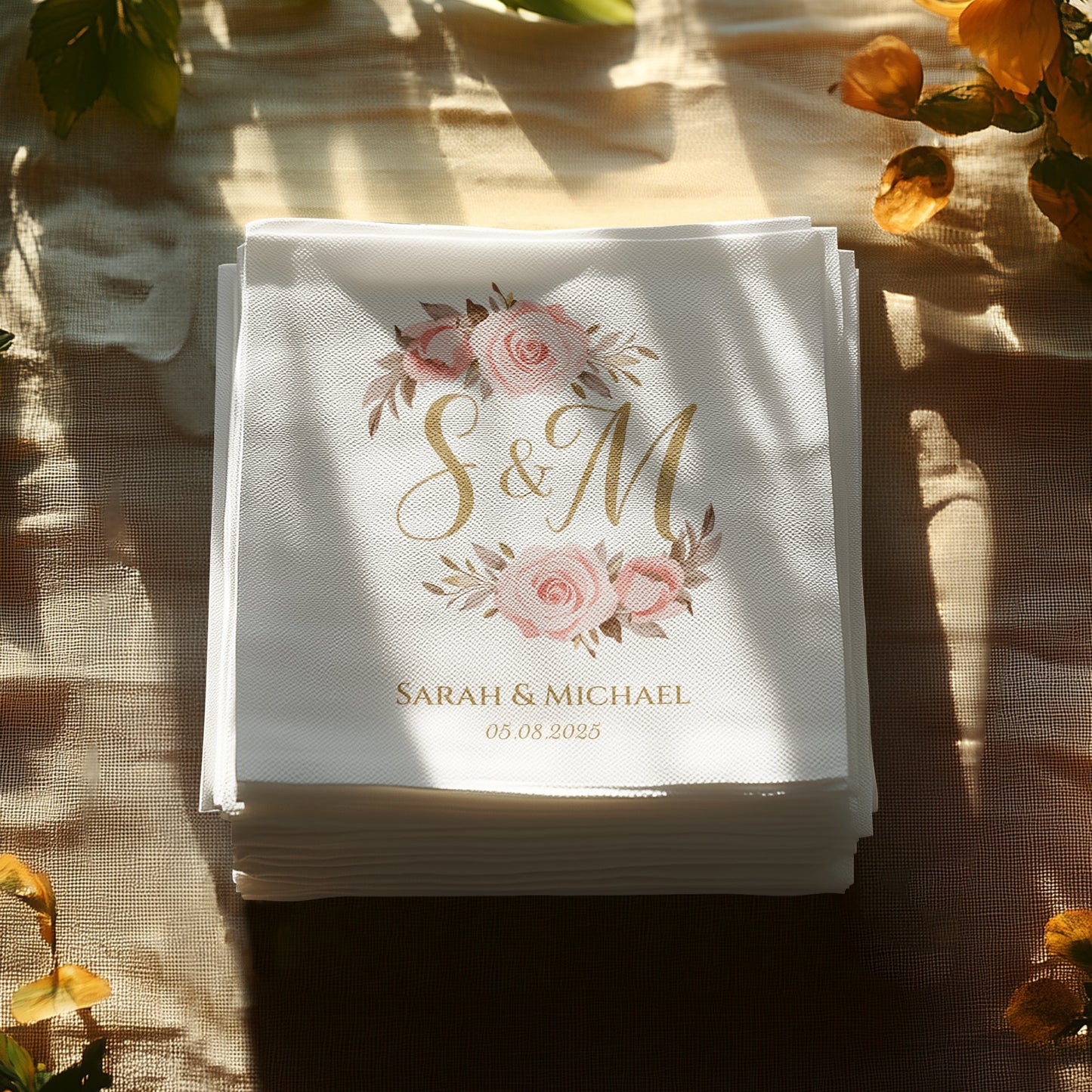 Personalized Floral S&M Wedding Napkins Event Party product