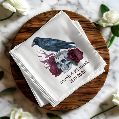 Personalized Skull and Raven Wedding Napkin product