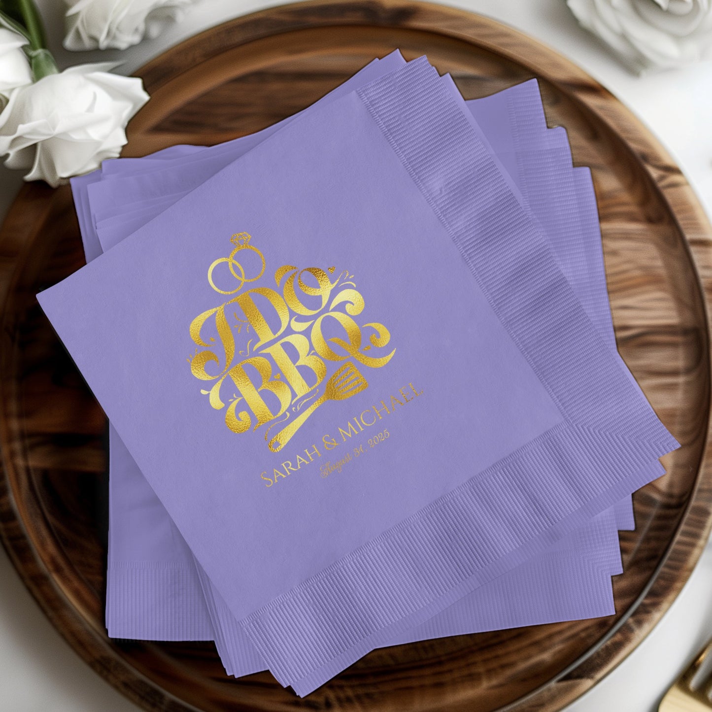 Elegant Gold Monogrammed Wedding Reception Napkins product type