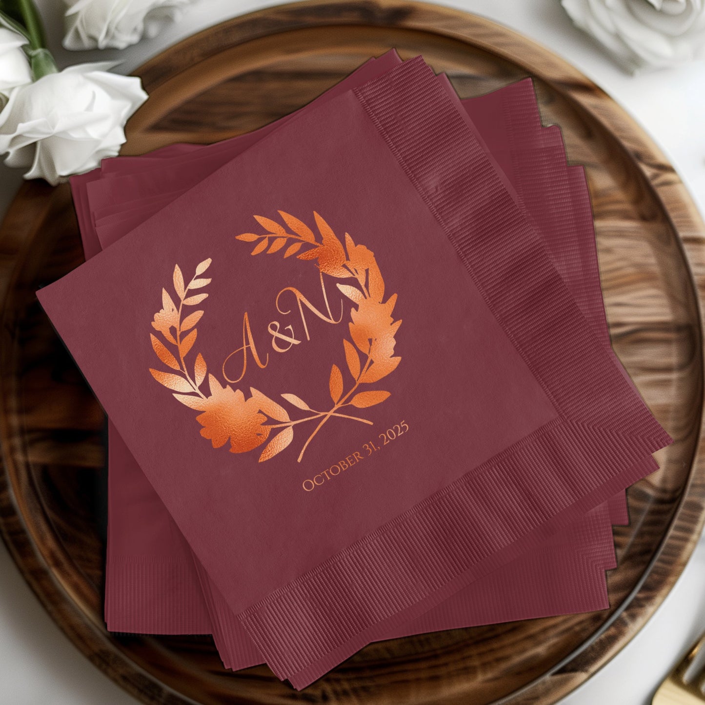 Personalized Autumn Leaves Wedding Napkins product type