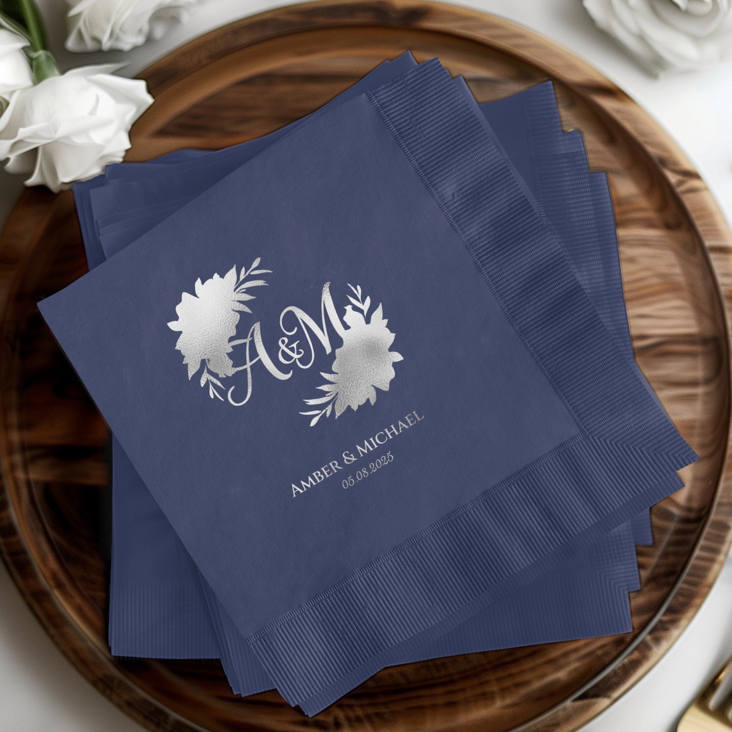 Personalized Navy Blue Wedding Napkins product