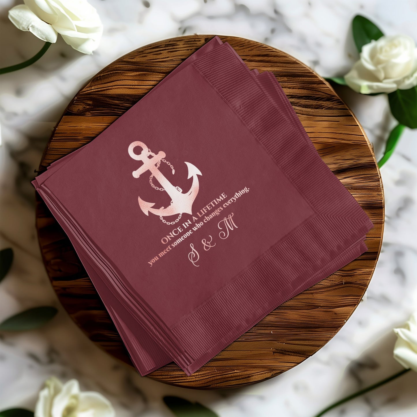 Personalized Anchor Design Deep Red Napkins product