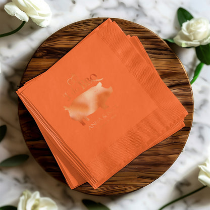 Elegant Personalized Orange Wedding Napkin product