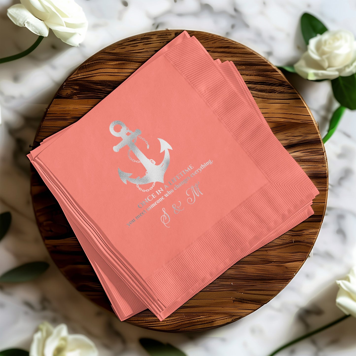 Anchor Design Coral Paper Napkins for Wedding Party product type