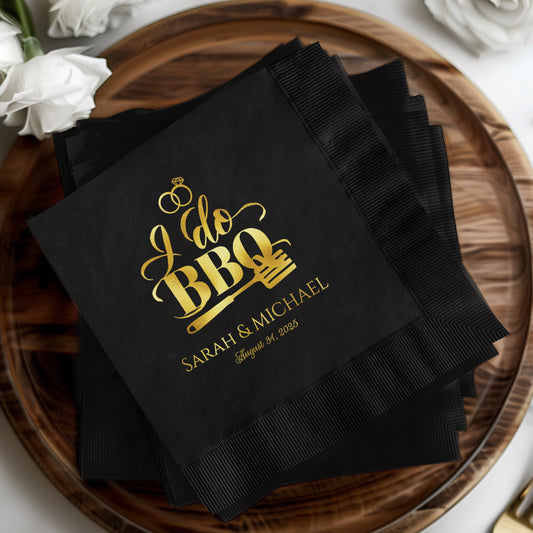 Custom Wedding Napkins with I Do BBQ Design product type