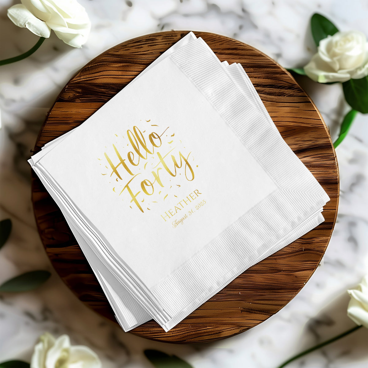 Elegant Hello Forty Custom Party Napkins product